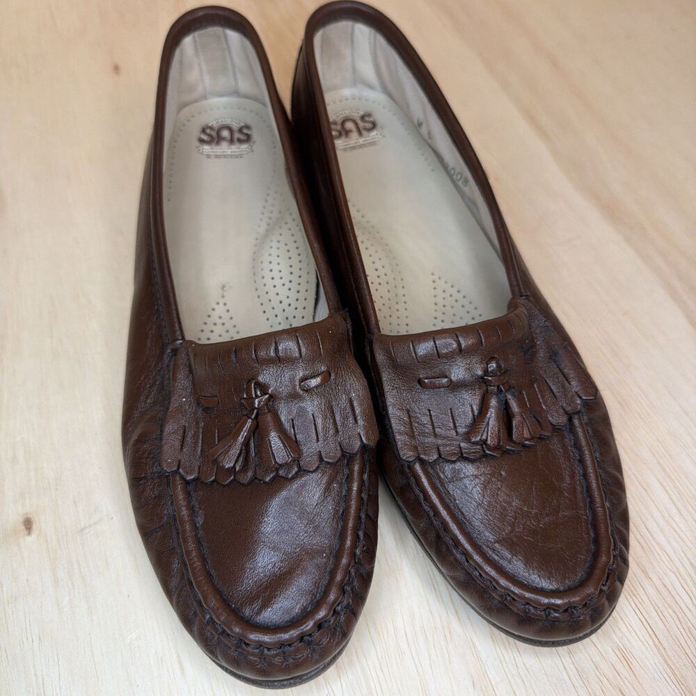 SAS Brown Leather Kiltie Tassel loafer Women Sz. 9